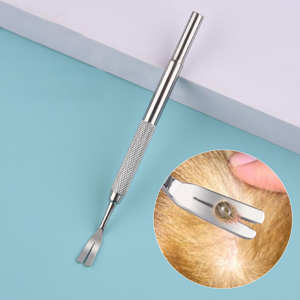 2 Pcs Dog Tick Remover Tweezer Dog Tick Puller Fine Point Curved Tweezer Cat Flea Removal Tool Pet Tick Removal Kit with Storage Box