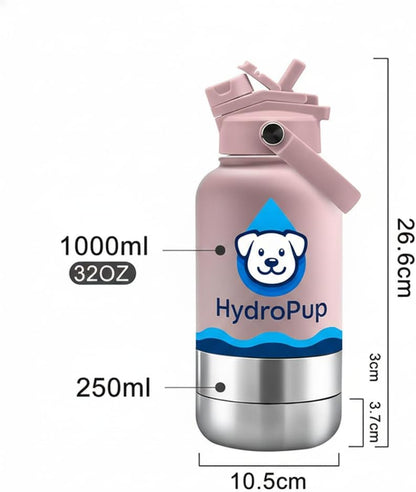 32 OZ Sainless Steel Dog Water Bottle with Lid-HydroPup (Pink)