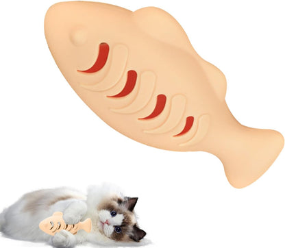 Fish Cat Toy – Silicone 118.6x57x47.2mm | Self Adjusting Aquatic Shaped Chewer, Catnip Scented Kitten Teaser, Interactive Bite Fun Pet Accessory | for Indoor Exercise Enrichment Training