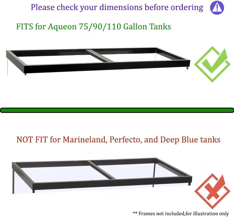 2PCS Set Clear Tempered Glass Canopy,75/90/110 Gallon Aquarium Fish Tank Hoods for Aqueon (22.08x16.57x 0.16in Each Piece)