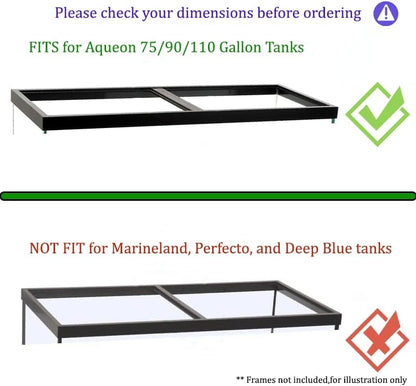 2PCS Set Clear Tempered Glass Canopy,75/90/110 Gallon Aquarium Fish Tank Hoods for Aqueon (22.08x16.57x 0.16in Each Piece)