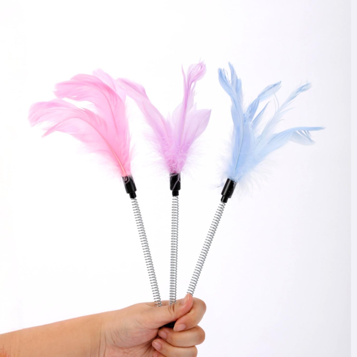 SHENGOCASE 5-Pack Feather Toy Replacement, Spring Rod with M6 Screw, Interactive Hanging Toy, Cat Tree Scratching Post Accessories