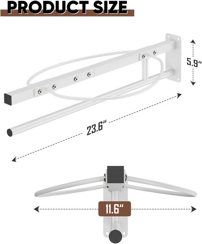 Queension Wall Mounted Saddle Rack with Pad Bar, Heavy Duty Horse Saddle Stand with for English & Western Saddles, Saddle Pad Rack for Horses Blanket, Tack Storage, White
