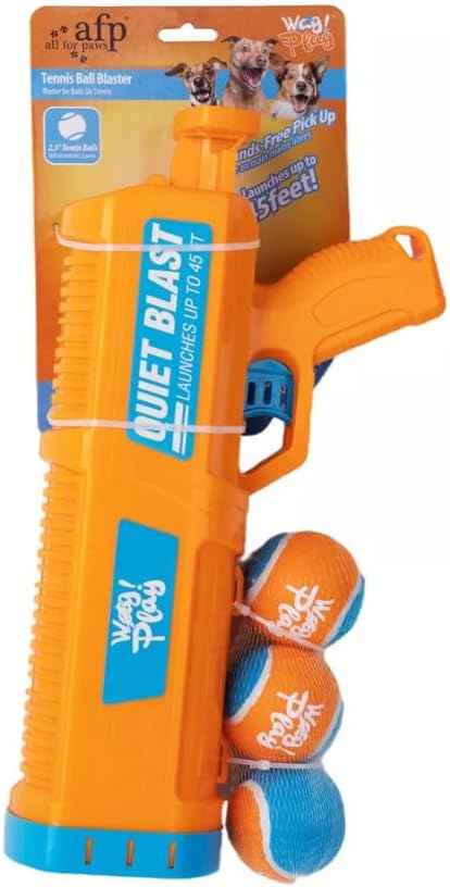 Dog Ball Launcher, Upgraded Dog Ball Blaster with 3 ETPU Balls, Interactive Thrower for Medium to Large Dogs, Play Fetch Toy for Dogs for Outdoor Exercise