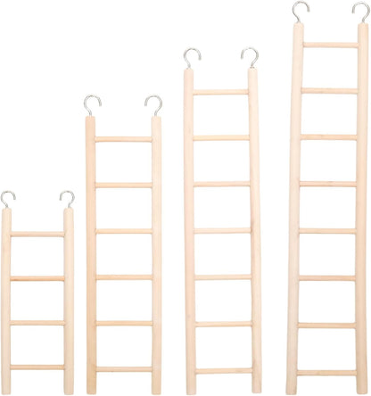 4 PCS Bird Ladder for Cage, Small Wooden Ladder Parrot Toy - Natural Chewable Bird Supplies for Parakeets, Cockatiels, Lovebirds - Easy to Install Perch Accessory（4,6,7,8 Tier）