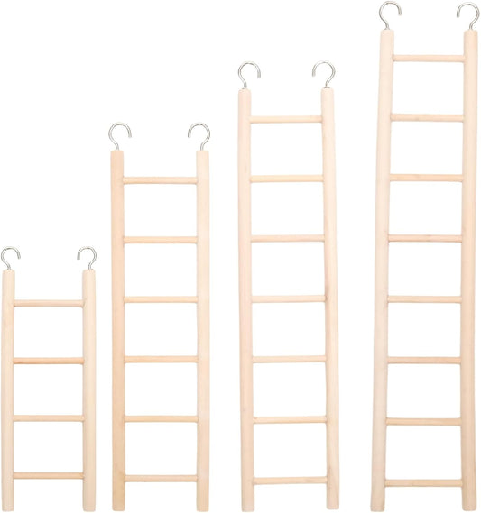 4 PCS Bird Ladder for Cage, Small Wooden Ladder Parrot Toy - Natural Chewable Bird Supplies for Parakeets, Cockatiels, Lovebirds - Easy to Install Perch Accessory（4,6,7,8 Tier）