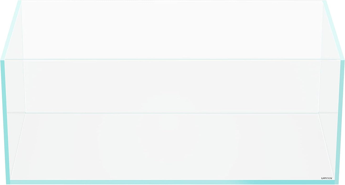 LANDEN 90S 39 Gallon Shallow Tank Rimless Low Iron Tank 35.4" L × 19.7" W × 14.2" H (90cm x 50cm x 36cm); 10mm Thickness Aquascape Fish Tank, Black Leveling Mat Included