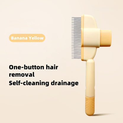 2 Pack Stainless Steel Flea Comb for Dogs & Cats | Short Teeth Release Button | Flea Eggs Removal, Hair Cleaning & Massaging (Short Teeth)