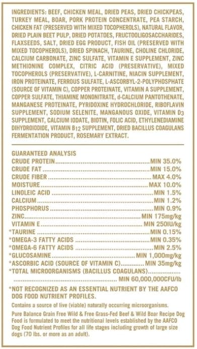 Pure Balance Grain-Free Wild & Free Grass-Feed Beef & Wild Boar Recipe Dry Dog Food, 11 lbs