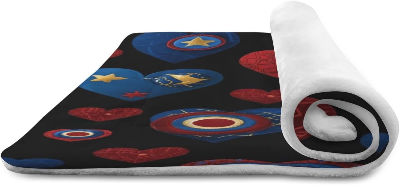 susiyo Artistic Black Heart Dark Dog Bed Mat - Super Soft & Warm Pet Pad, 25x18 Inch Machine Washable Mat for Small Medium Dogs, Couch Protector, Crate & Travel Bed Topper