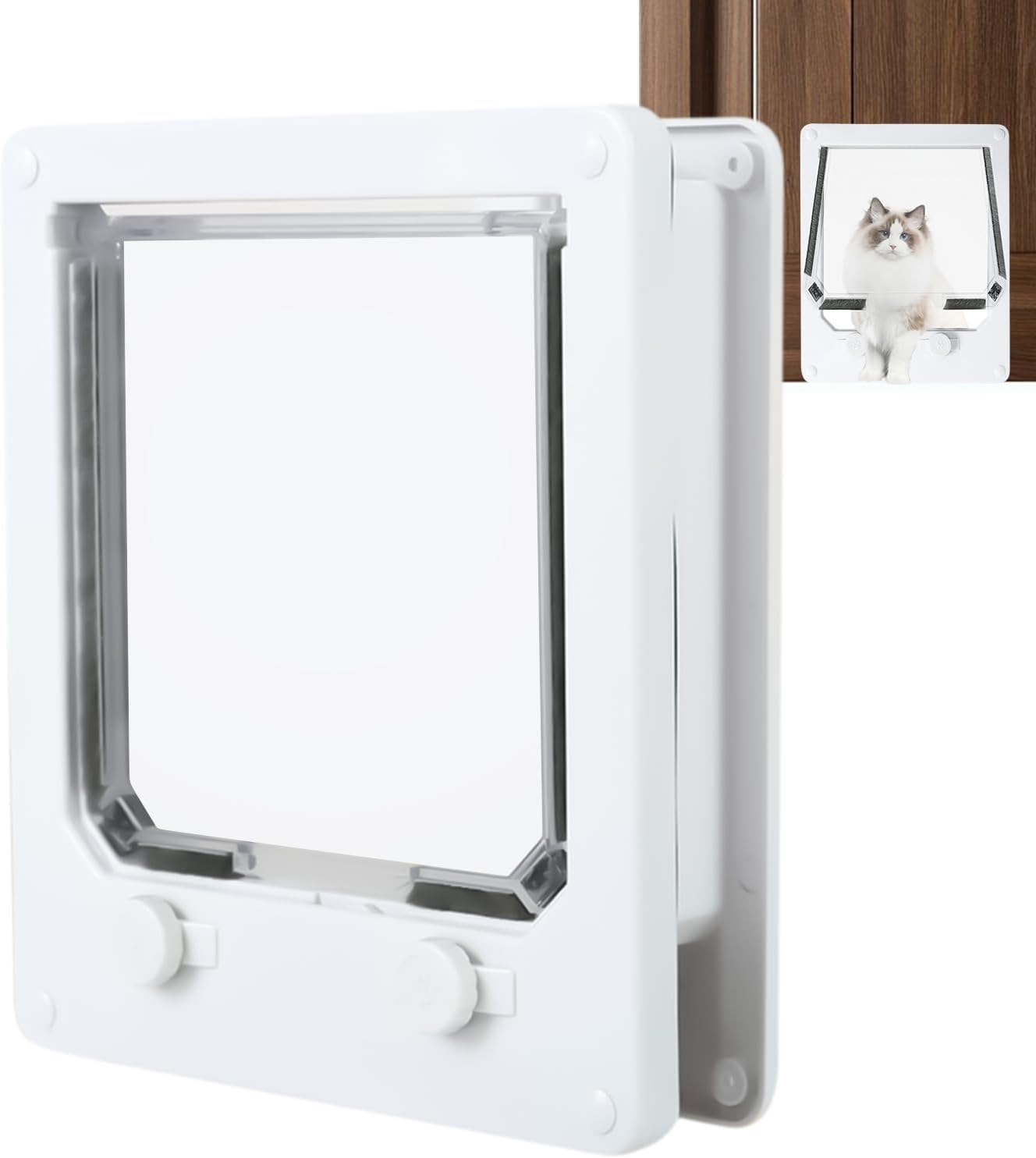 Wall Mounted Pet Door - 4 Locking Modes Insert for Dad Cat, Flap Door Outside Inside | Secure Entry for Wall Window Indoor Outdoor Use, po