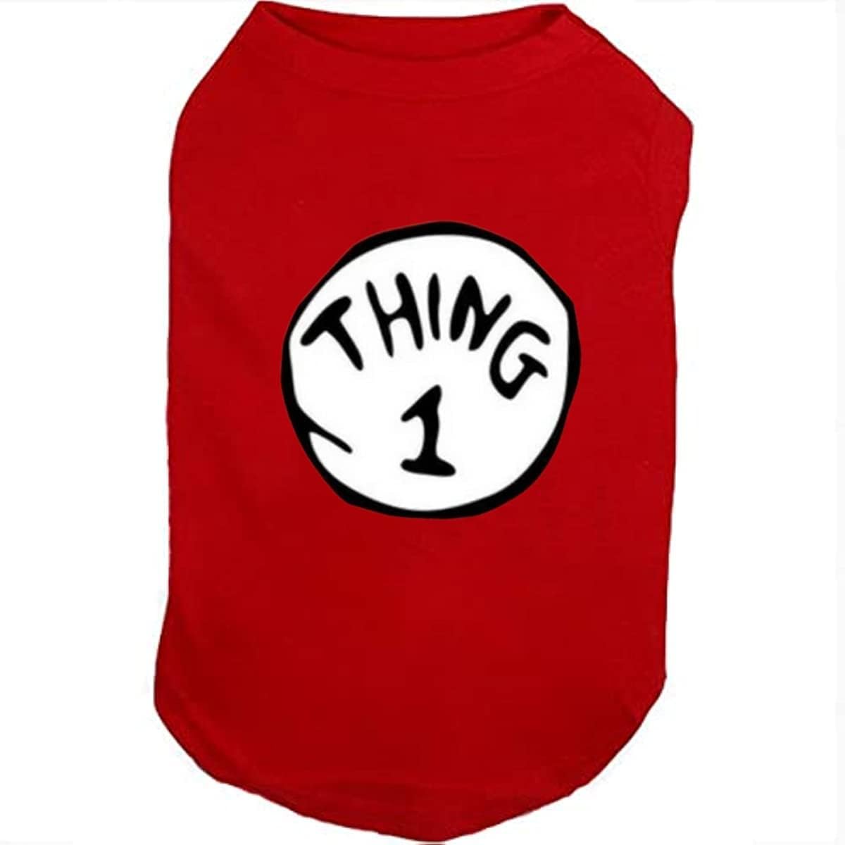 Dog Shirts for Pet Clothes Soft Breathable Puppy Shirts Pop Culture Thing 1 to Thing 9 Printed Pet T-Shirt (RED-1, X-Small)