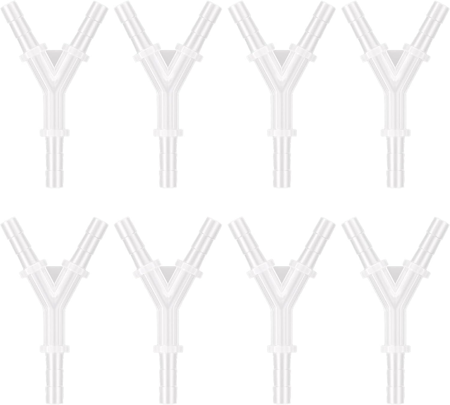 Pawfly 8 Pcs Aquarium Airline Tubing Connectors, 3/16" Airline Y Connector Splitter for Air Pump Tubing, 3 Way Hose Connectors, Plastic Barbed Hose Fittings for Fish Tank