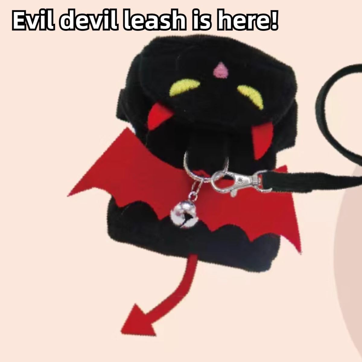 Ferret Harness and Leash, Adjustable Ferret Walking Vest for Squirrel and Small Animal, Soft and Breathable Small Animal Lead Leash with Evil Wings and Safe Bell (Red)