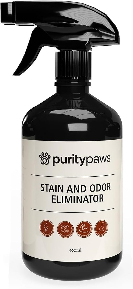 Pet Stain & Odour Remover – Fast-Acting Enzyme Cleaner for Dog & Cat Urine, Feces & Vomit – Pet Safe Odor Eliminator for Carpet, Upholstery, Car, Bedding, Tiles – Puppy Essentials – 500ml