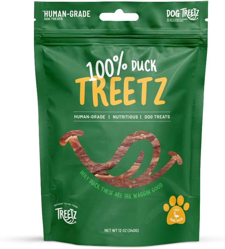 TREETZ Duck Chips Dog Treats, Human-Grade, Natural Lean Meat, Easy to Digest, Soft Texture, No Fillers or Artificial Ingredients, Great for Training, 12 oz Bag (12 Ounce (Pack 1), Duck)
