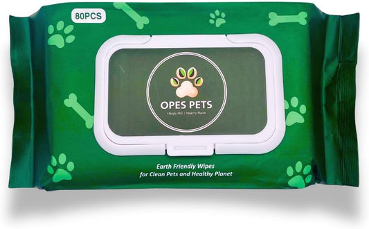 Hypoallergenic Pet Wipes, Cleaning and Odor-Controlling Grooming Wipes for Paws, Body, and Butt, Perfect for Puppy and Adult Pets, Unscented, 80 Count