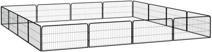 LUMILAND Create a Safe Play Area with 16-Panel Dog Playpen, Durable Powder-Coated Steel, Versatile Assembly Options, Black