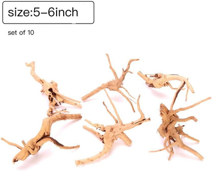 10pcs Natural Small Spiderwood Driftwood for Aquarium Decor Aquarium Driftwood Freshwater Reptile Driftwood Aquarium spiderwood (spiderwood 5-6inch 10pcs)