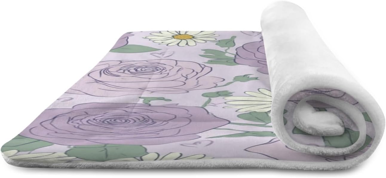 susiyo Spring Artistic Purple Daisies Dog Bed Mat - Super Soft & Warm Pet Pad, 25x18 Inch Machine Washable Mat for Small Medium Dogs, Couch Protector, Crate & Travel Bed Topper