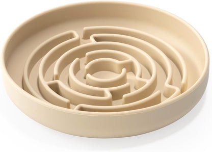 Slow Feeder Dog Bowl, Cat Slow Feeders Slow Eating, Modern Lick Mat Design, Reduces Gulping, Dishwasher Safe, Suit for All Cat & Dog Breeds (Beige)