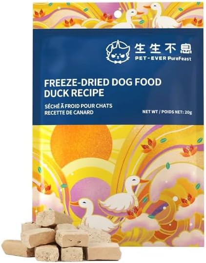 Freeze Dried Dog Treats, 94% Animal Origin Freeze Dried Raw Food, High Protein Healthy Food Toppers & Meal Mixers for Dog (Duck Recipe - 0.7Ounce)