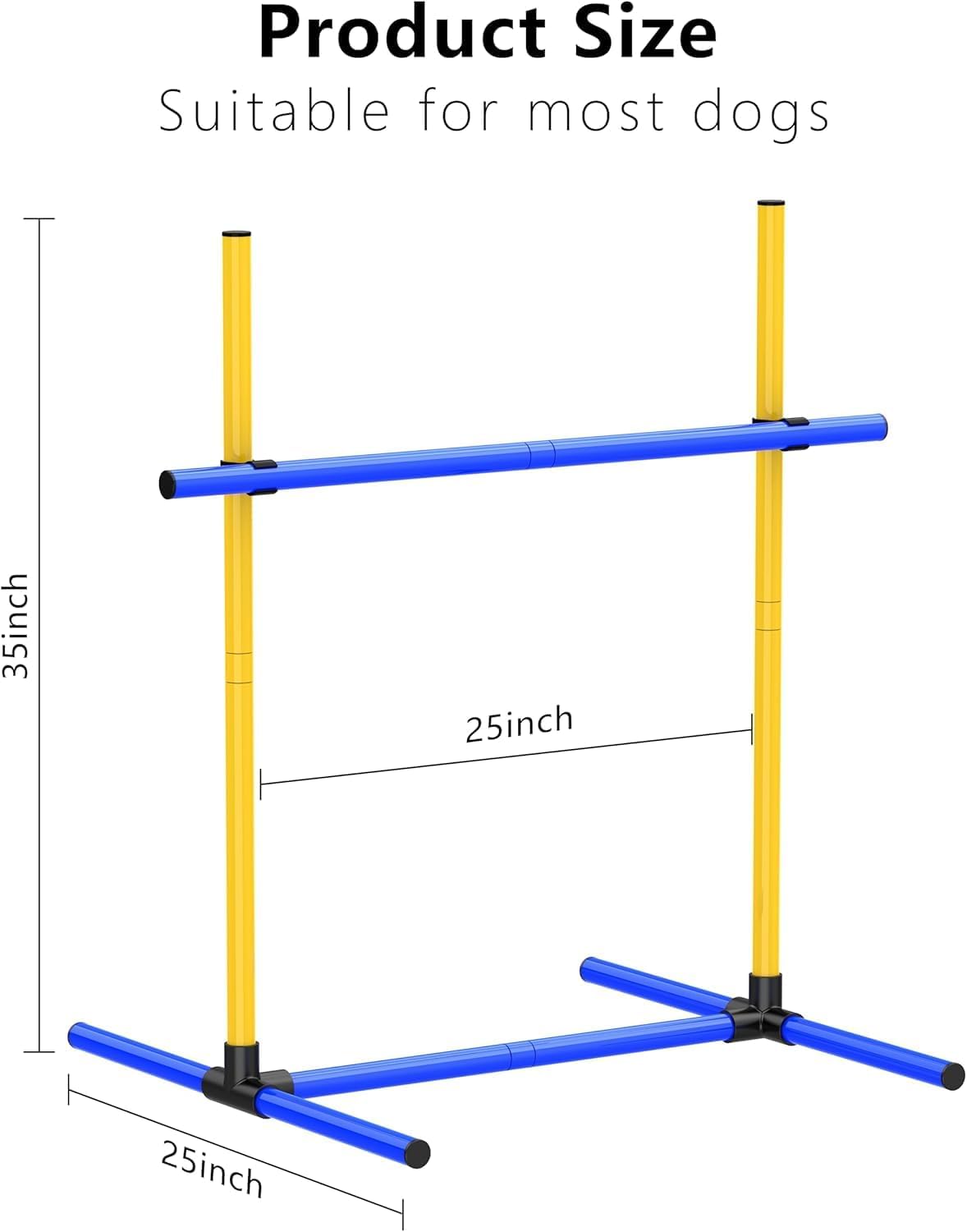 Adjustable Dog Agility Jump Set – Training Hurdles with Height Adjustable Bars, Portable Design with Carry Bag for Indoor & Outdoor Agility Courses (A-Jump Pole-1)