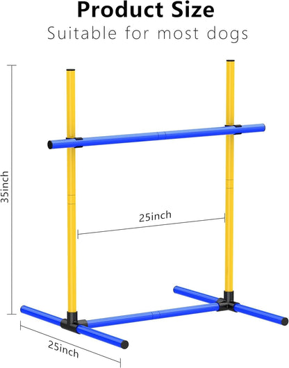 Adjustable Dog Agility Jump Set – Training Hurdles with Height Adjustable Bars, Portable Design with Carry Bag for Indoor & Outdoor Agility Courses (A-Jump Pole-1)