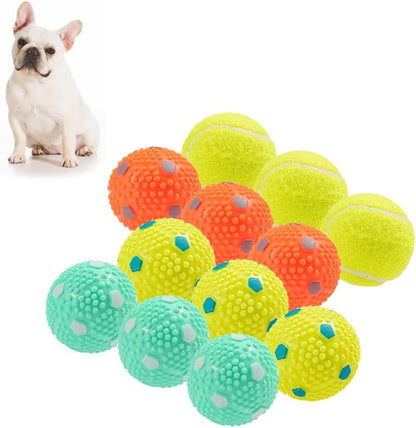 Dog Balls 12 Pcak, 9 Latex Balls and 3 Tennis Balls for Small Dogs and Puppies for Automatic Dog Ball Launcher(2 Inches)
