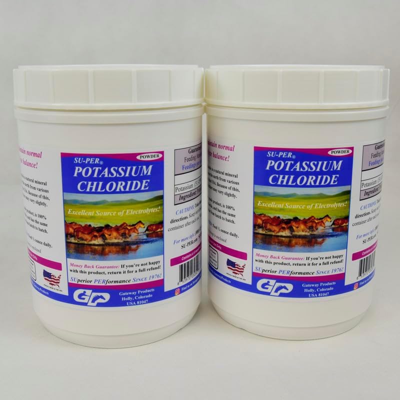 SU-PER Potassium Chloride Horse Electrolyte Supplement - Helps Maintain Normal Electrolyte Balance - 4 Pound, (2 Pack)