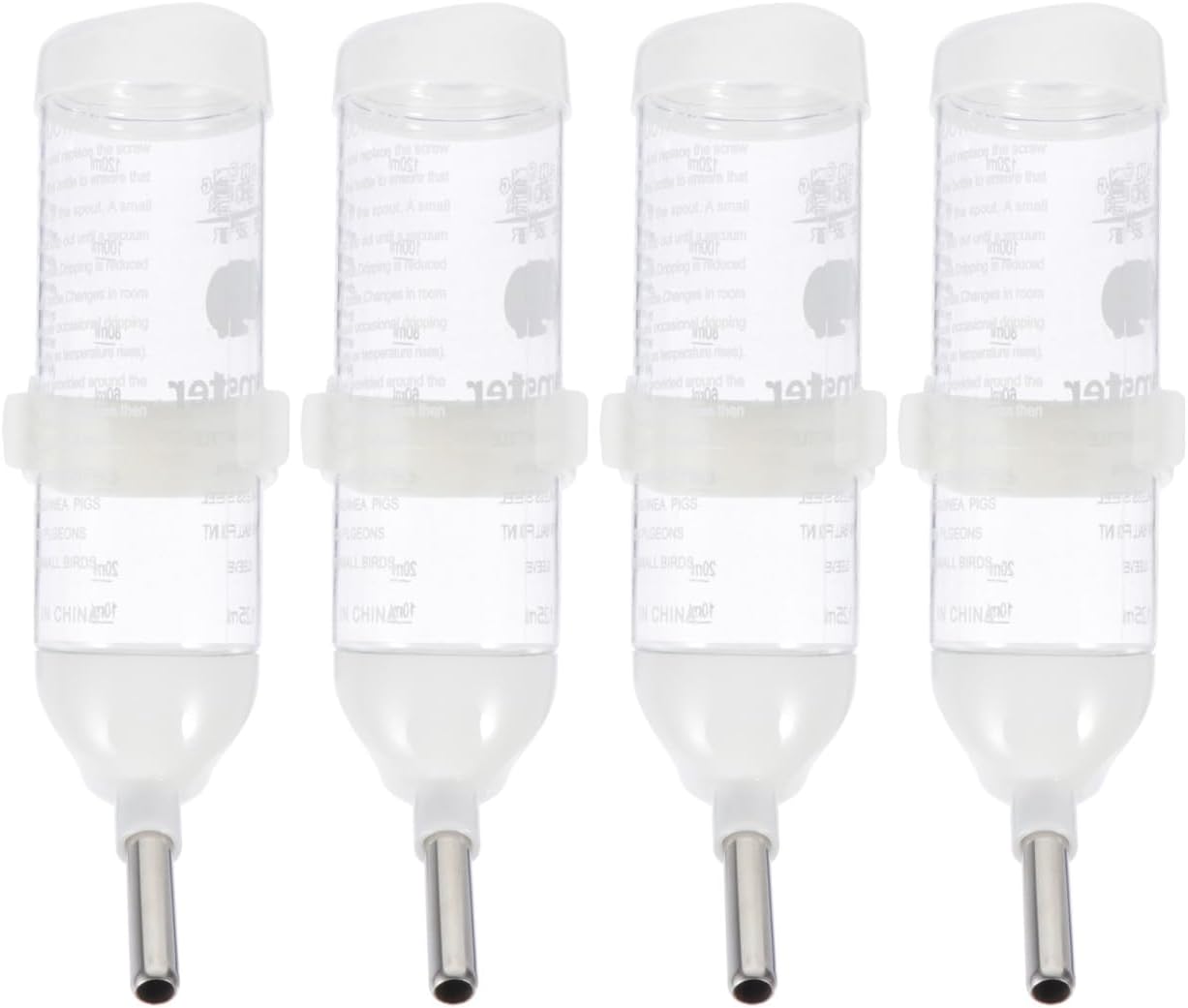 Totority Small Pet Water Bottles 4pcs 125ml Leakproof Roller Ball Drinkers for Hamsters and Puppies, Easy to Clean Nozzle, Secure Fixation, Ideal for Cages and Travel, Perfect for Small Pets