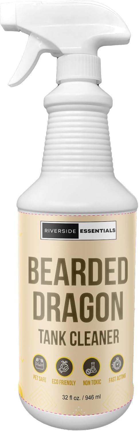 Bearded Dragon Tank Cleaner – 32oz No-Rinse Cage & Habitat Spray – Fast Odor Eliminator & Waste Remover – Pet Safe, Non-Toxic Formula – Easy Terrarium Cleaning – Made in USA