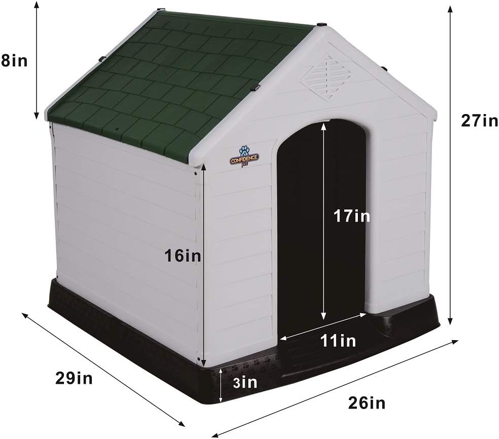 Confidence Pet Medium Waterproof Plastic Dog Kennel Outdoor House Green