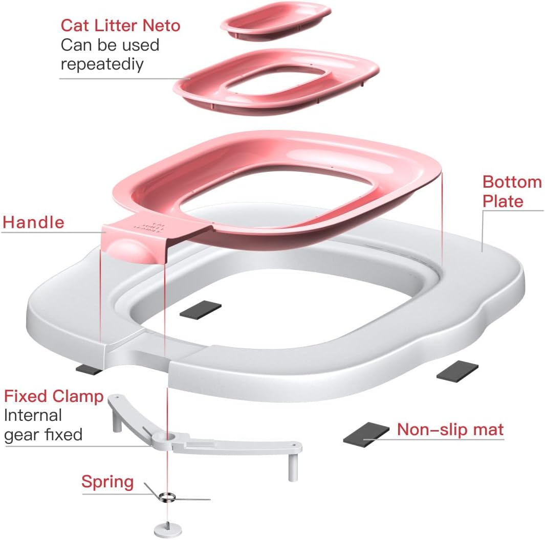 Cat Toilet Training Kit,Upgraded Cat Toilet Training Systems,Universal Reusable Trainer for Pet (Upgraded-Pink)