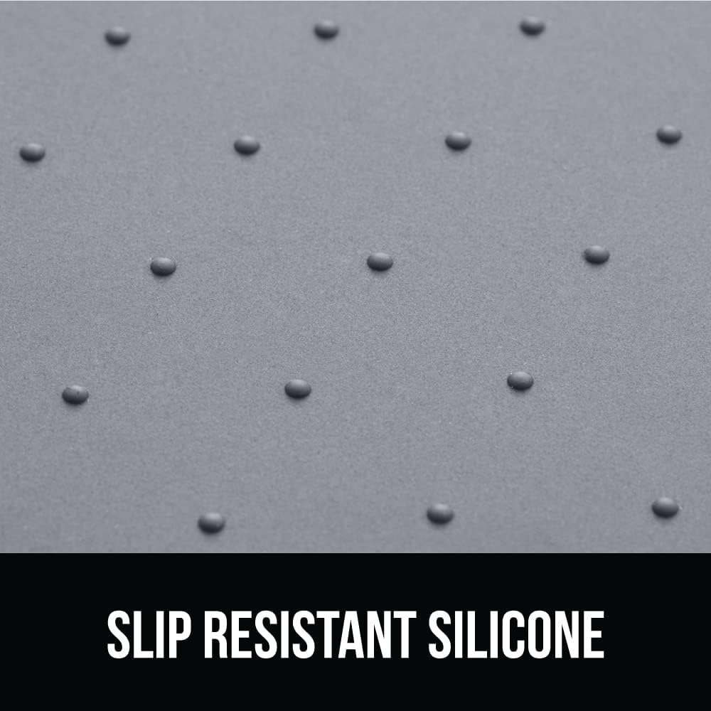 Gorilla Grip Dog and Cat Lick Mat 2 Pack and Silicone Pet Feeding Mat, Interactive Activity Toy Licking Pad 1 Royal 1 Green, 18.5x11.5 in Dog Cat Food Mat Contains Spills Gray Color, 2 Item Bundle