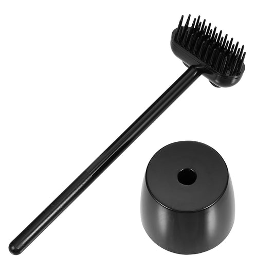 Multi-Functional Cat Grooming Comb and Pet Cleaning Brush with Storage Base, Black, Portable Shedding and Massage Tool for Cats and Dogs