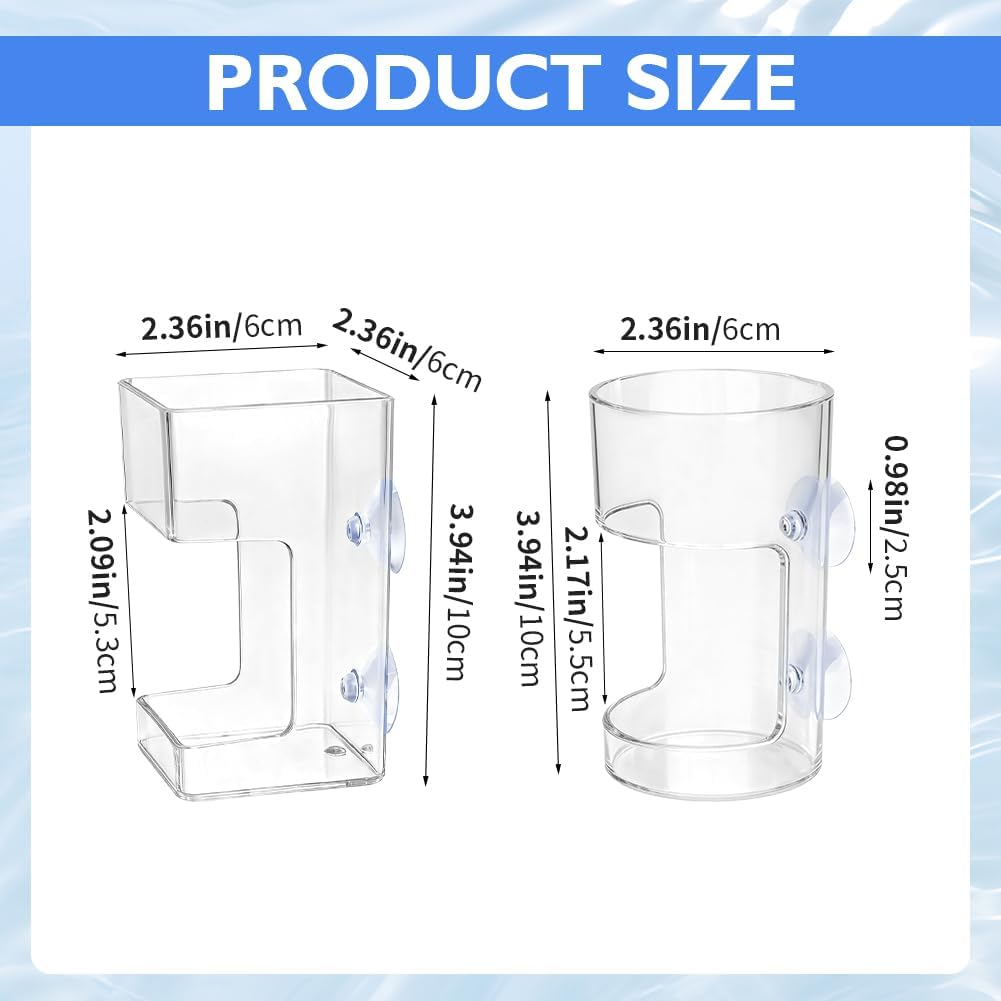 2pcs Fish Tank Feeding Tray with Suction Cup Acrylic Feeding Tube Fish Food Holder Automatic Fishing Feeder Aquarium Tank Divider Supplies Breeder Box for Aquarium (Color:Clear)