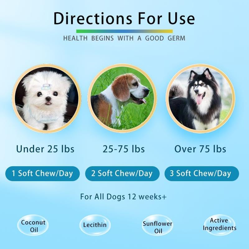 Probiotics for Dogs, Support Gut Health, Occasional Diarrhea, Digestive Health & Seasonal Allergies - Pork Flavor - 30 Soft Chews