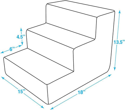 Best Pet Supplies Dog Stairs for Small Dogs & Cats, Foam Pet Steps Portable Ramp for Couch Sofa and High Bed Non-Slip Balanced Indoor Step Support, Paw Safe No Assembly - Brown Linen, 3-Step