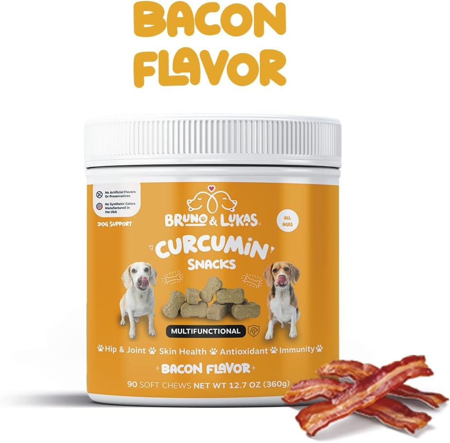 Turmeric & Multivitamin Chews for Dogs – 10-in-1 Supplement with Glucosamine, Curcumin, Omega Fish Oil & Antioxidants – Joint Pain Relief, Immune, Digestive, Skin & Coat Support (90 Chews)