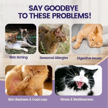 Cat Allergy Relief for Cats with Probiotics & Fish Oil - 500 Crunchy & Creamy Chews for Itchy Skin, Seasonal Allergies, Immune, Skin & Coat Support - with Omega 3 for All Breeds & Ages - Krill Flavor