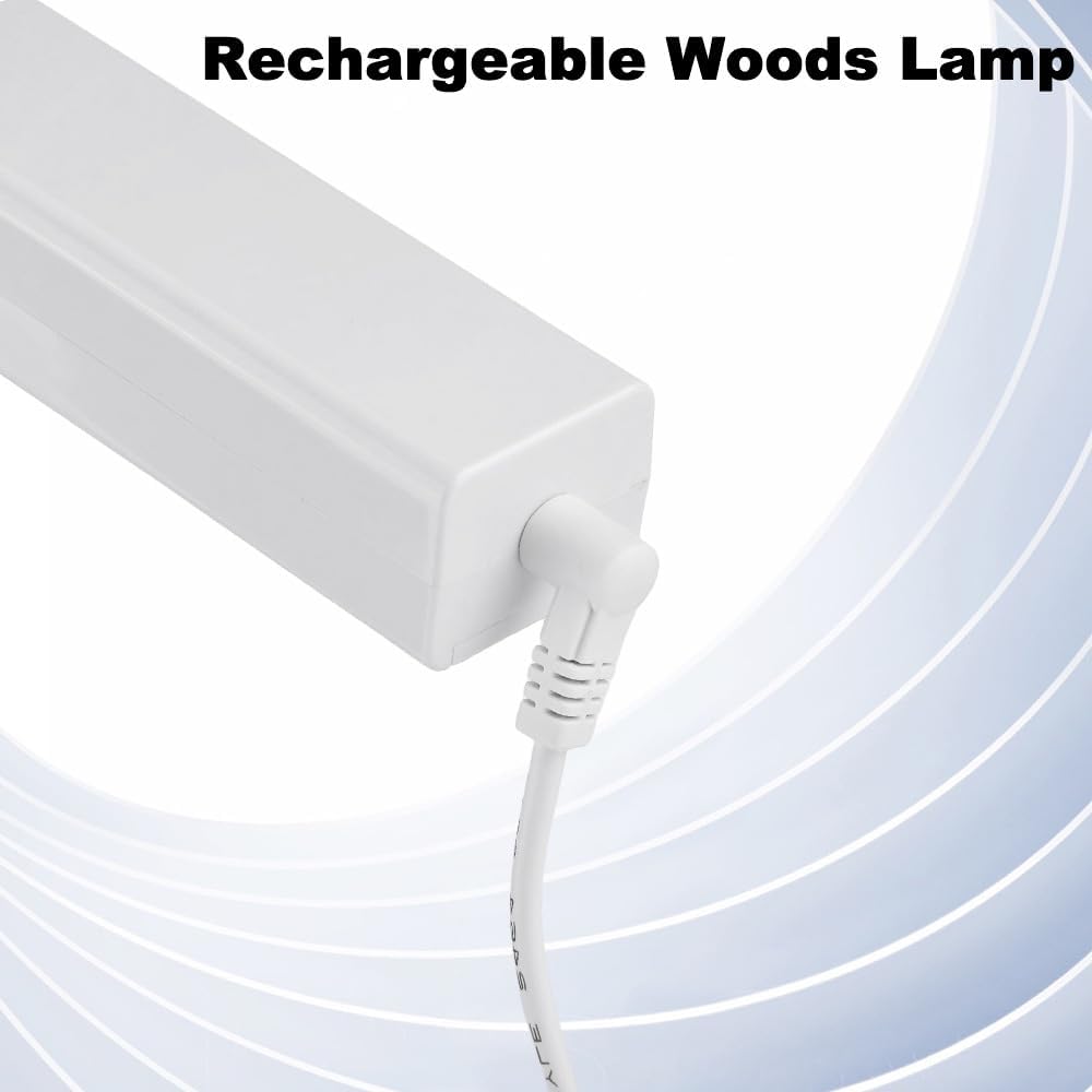 Portable Woods Lamp, Professional Woods Lamp Skin Analyzer, Rechargeable Pet Urine Detector, Built-in 3X Magnifying Mirror for Facial Skin Condition Test, w/Light Shield & Pouch