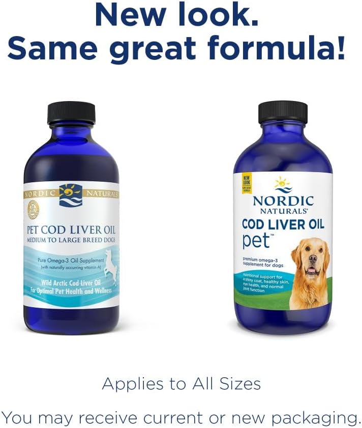 Nordic Naturals Pet Cod Liver Oil, Unflavored - 16 oz - 1048 mg Omega-3 Per Teaspoon - Fish Oil for Dogs with EPA & DHA - Promotes Skin, Coat, & Immune Health