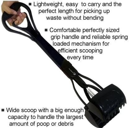 Mr. Peanut's 32" Tall Profile Pooper Scooper, Heavy Duty ABS Frame & Bin, Durable Double Spring Clamp, Lightweight Design, Simple One Step Assembly