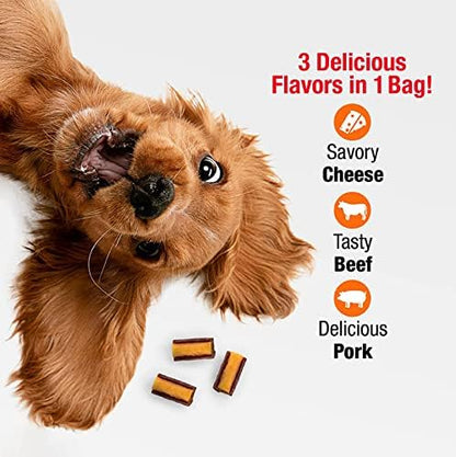 Good'n'Fun Good 'n' Tasty Triple Flavor Roll Ups 4 Oz Cheese, Beef, Pork (Pack of 4)