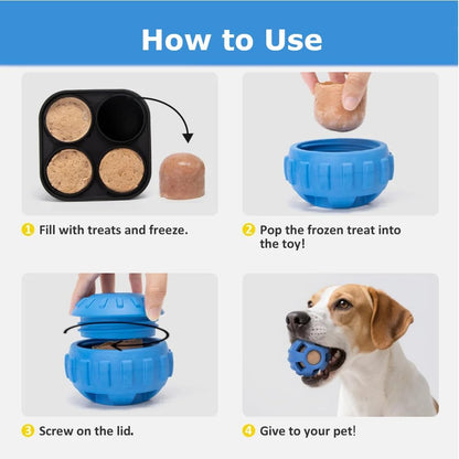 Interactive Frozen Dog Treat Toy Set w/ Tray, Lick Mat & Spatula - Durable Leak-Free Puzzle Toy for Enrichment & Stimulation, Stuffable Treat Dispenser, Reduces Anxiety, For Small, Medium, Large Dogs