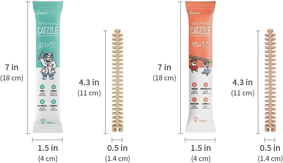 CATZZLE Cat Treats, Dental Chews for Indoor Cats, Cat Teeth Cleaning, Dental Care Snacks - Hairball Control (Salmon Flavor) (5 Sticks (Pack of 1))