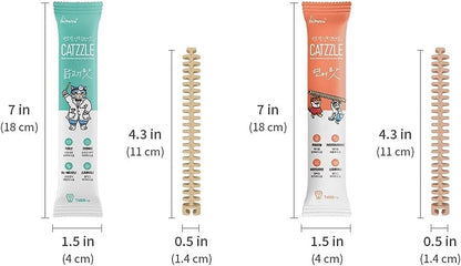 CATZZLE Cat Treats, Dental Chews for Indoor Cats, Cat Teeth Cleaning, Dental Care Snacks - Hairball Control (Salmon Flavor) (5 Sticks (Pack of 1))