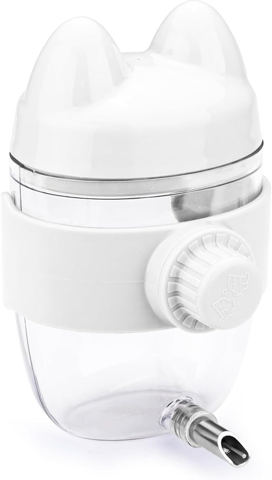 10.8Oz No Mess Bird Water Dispenser, Automatic Bird Water Feeder with No Drip Needle Nozzle, Parrot Parakeet Waterer Bottle for Cage Accessories (White, ONE)