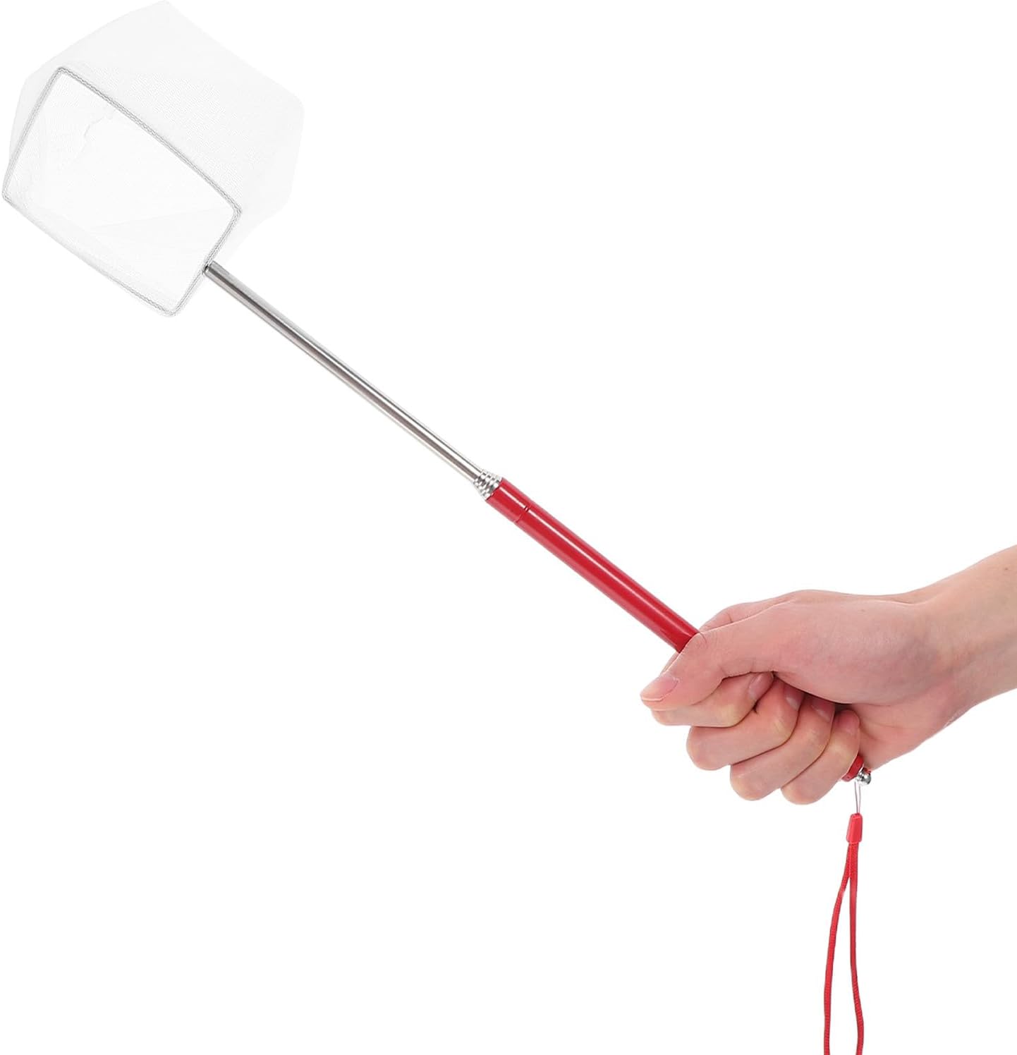 Aquarium Shrimp Net with Telescopic Handle, Small Leak-Proof Fish Tank Net, Red Extended Square Mesh for Aquarium Cleaning and Shrimp Breeding